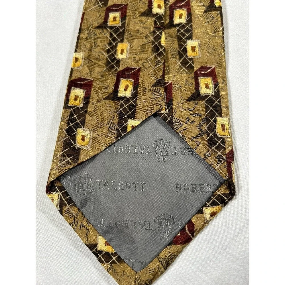 Vintage Robert Talbott Geometric 100% Silk Tie Hand Sewn Made In USA